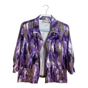 Chico’s Abstract Open Jacket Purple Size 3 Large NWOT